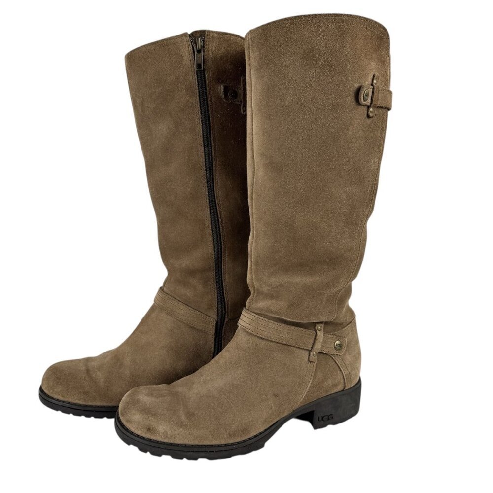 Ugg Jillian Suede Riding Boots Size 8 Sherpa Tan Brown Casual Winter Outdoors